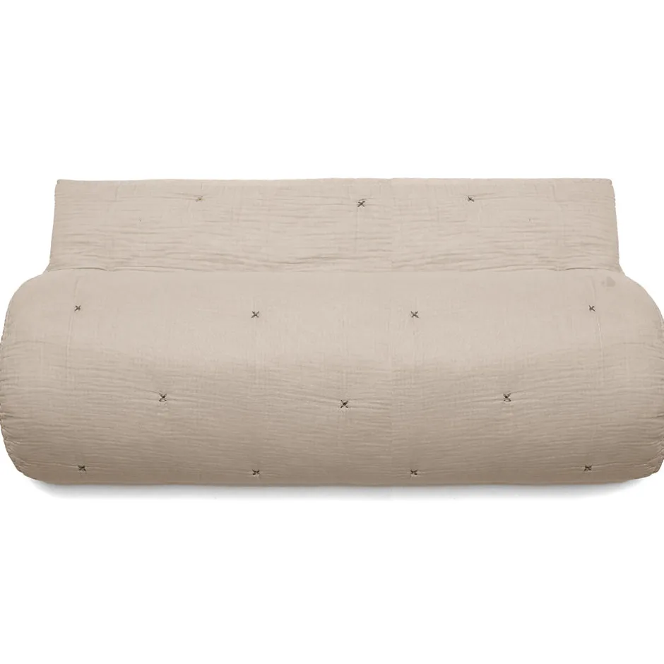 Linnea Couvre lit capitonné en mousseline de coton 260x240 cm ANDROS beige ficelle
