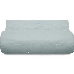 Linnea Couvre lit capitonné en mousseline de coton 260x240 cm ANDROS bleu lichen