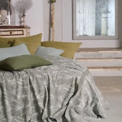 Linnea Couvre lit collection EMI pur coton 500 g/m² 260x240 cm gris sésame Hot