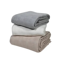Sensei Maison Couvre lit en coton doux Ecru 240x260 cm SARANDA Discount