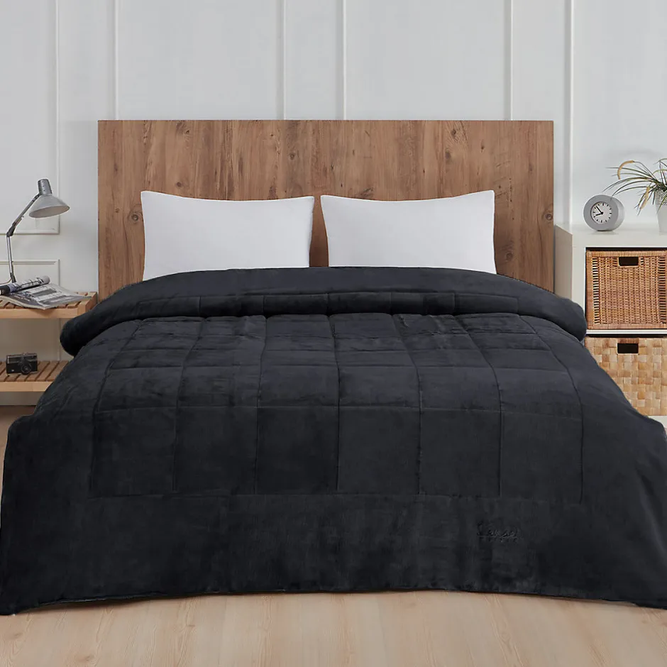 Sensei Maison Couvre lit matelassé "tout doux" épais et chaud Anthracite 260x240 cm NISEKO
