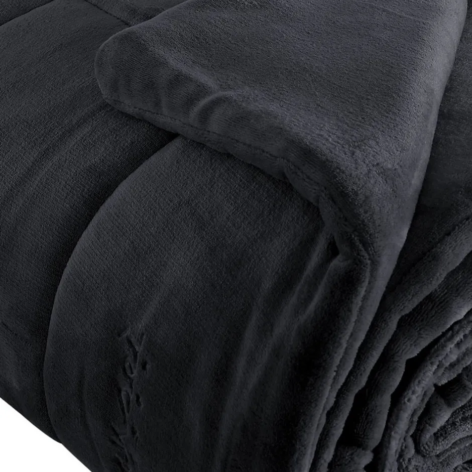 Sensei Maison Couvre lit matelassé "tout doux" épais et chaud Anthracite 260x240 cm NISEKO