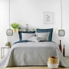 Douceur D'Intérieur Couvre lit 2p mat.+2 hc 60x60 220 x 240 cm microfibre unie romane Gris