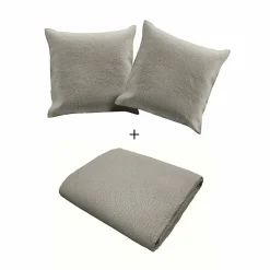 Douceur D'Intérieur Couvre lit 2p mat.+2 hc 60x60 220 x 240 cm microfibre unie romane Gris