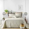 Douceur D'Intérieur Couvre lit 2p mat.+2 hc 60x60 220 x 240 cm microfibre unie romane Naturel