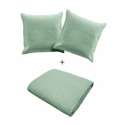 Douceur D'Intérieur Couvre lit 2p mat.+2 hc 60x60 220 x 240 cm microfibre unie romane Sauge Sale