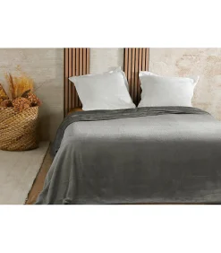 Linder Couvre lit velours gaufré - 240x260cm - Gris Sale