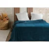 Linder Couvre lit velours gaufré - 240x260cm - Bleu marine