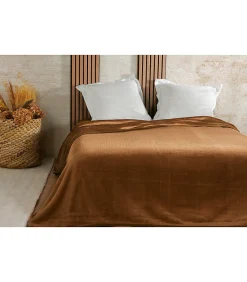 Linder Couvre lit velours gaufré - 240x260cm - Marron
