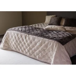 Vent Du Sud Couvre lit velours matelassé surpiqué "Gipsy" toutes dimensions - Gipsy Olive - 220 x 240 cm pour lit 2 places