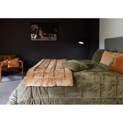 Vent Du Sud Couvre lit velours matelassé "Moki" toutes dimensions - Moki Camel - 180 x 240 cm pour lit 1 place Best