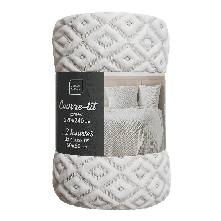 Douceur D'Intérieur Couvre-lit 2 personnes matelassé 220x240 + taies jersey microfibre Joana Online