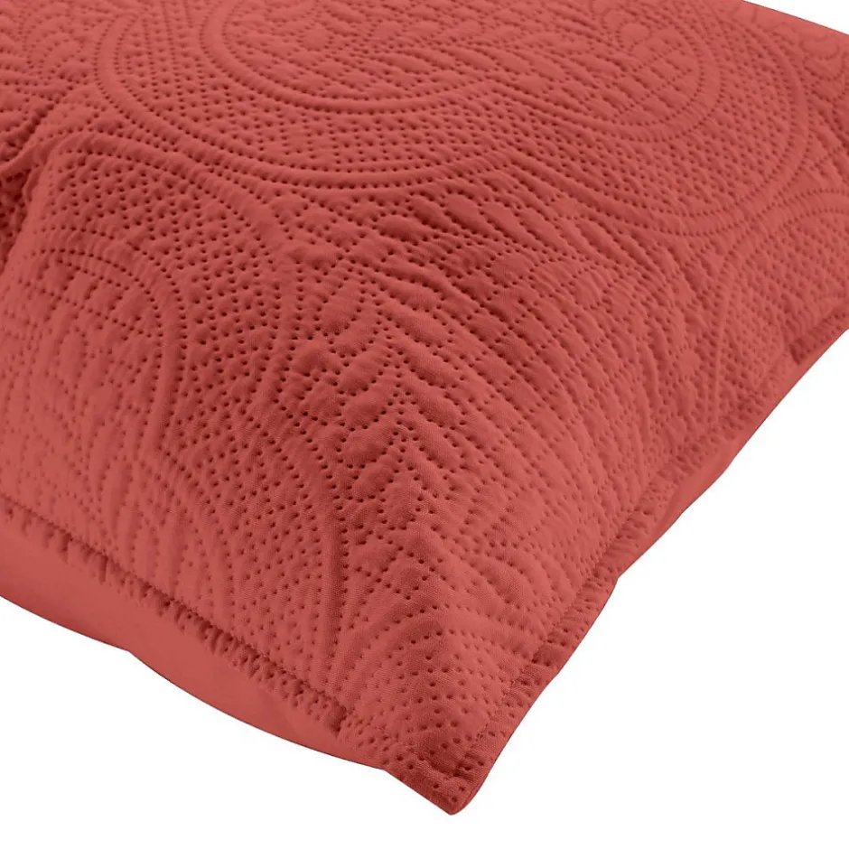 Douceur D'Intérieur Couvre-lit 2 personnes matelassé 220x240 microfibre unie Romane terracotta Outlet