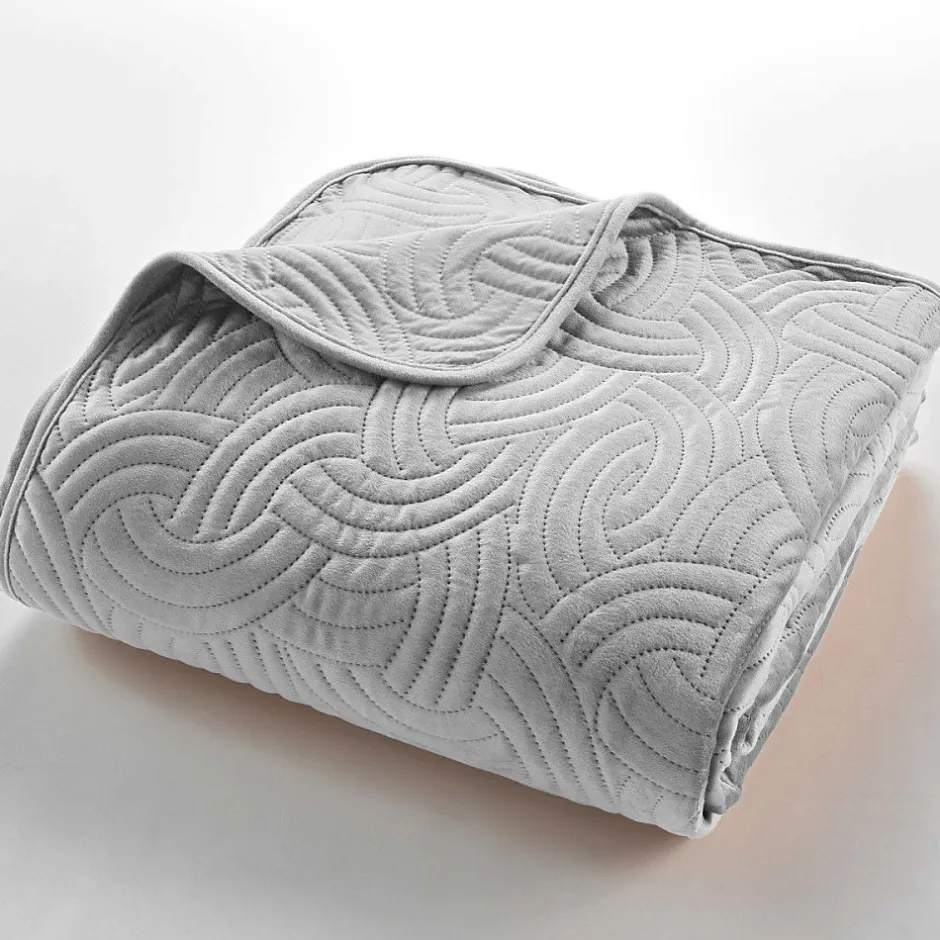 Douceur D'Intérieur Couvre-lit 2 personnes matelassé 220x240 + 2 taies SOLANGE gris Outlet