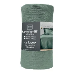 Douceur D'Intérieur Couvre-lit 2 personnes microfibre 220x240 + 2 housses de coussins
