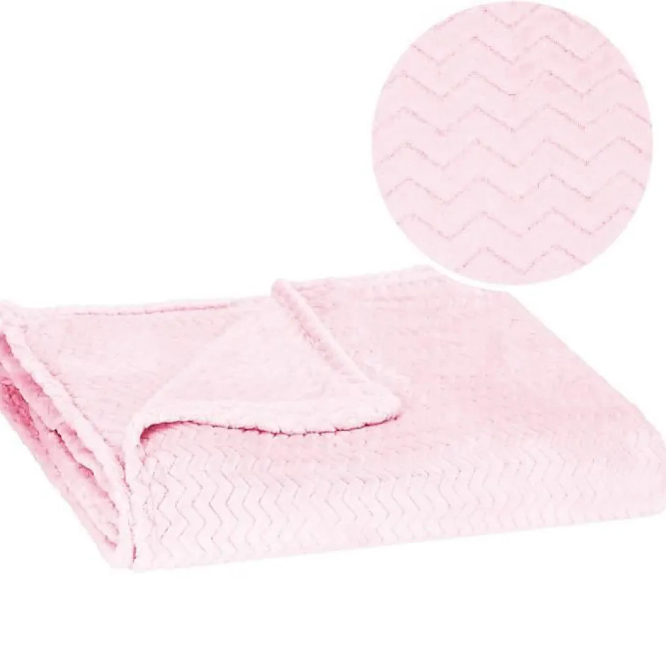 Springos Couvre-lit - - zigzag - 200x220 cm - rose clair - extra soft Hot