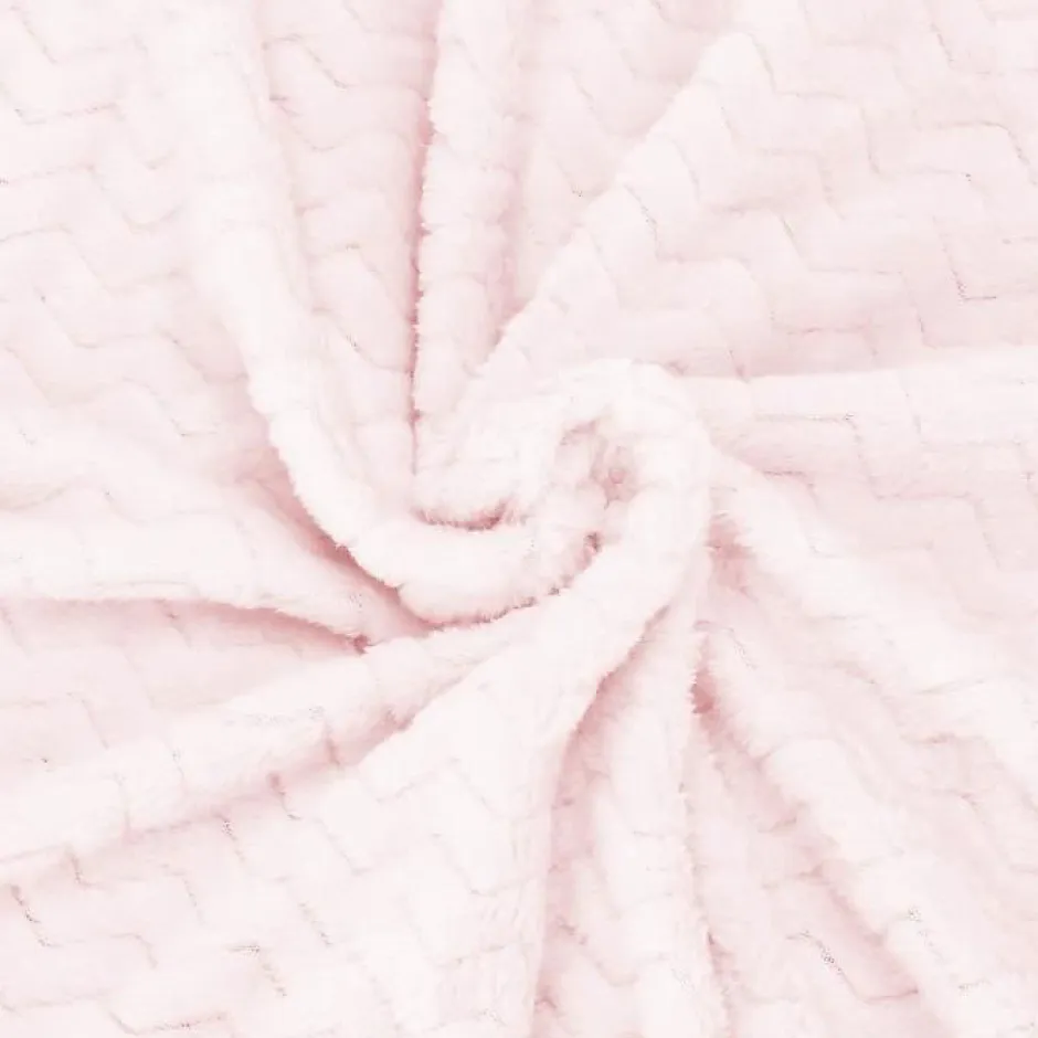 Springos Couvre-lit - - Zigzag - 160x200 cm - Rose clair - Extra soft