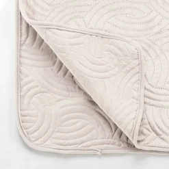 Douceur D'Intérieur Couvre-lit Velours Uni Solange 220 x 240 cm Naturel + 2 housses de coussins 60x60 cm Clearance