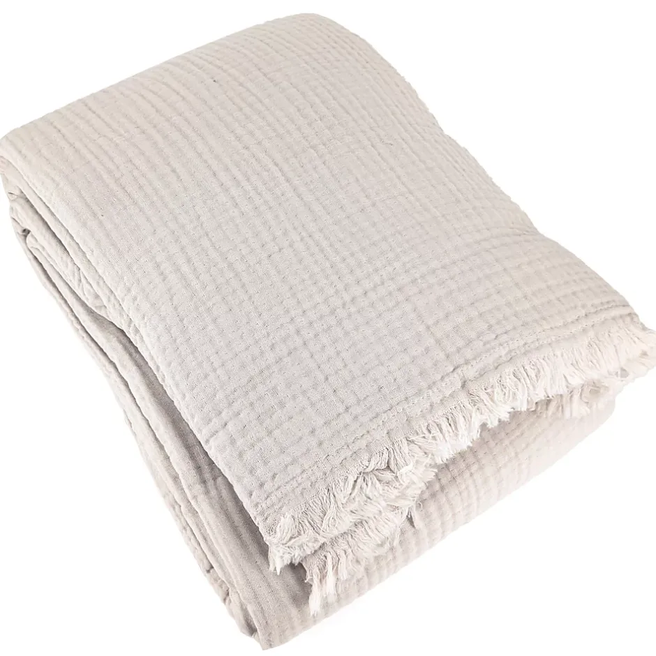 Linnea Couvre-lit 150x200 cm coton collection PAROS beige ficelle New
