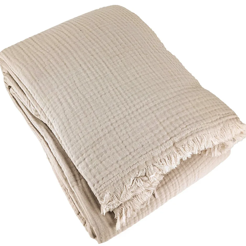Linnea Couvre-lit 260x240 cm coton collection PAROS beige chanvre