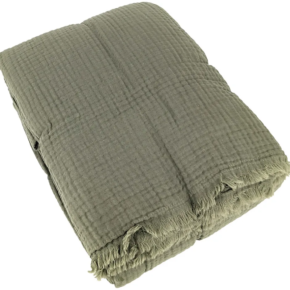 Linnea Couvre-lit 150x200 cm coton collection PAROS vert mousse