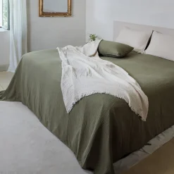 Linnea Couvre-lit 150x200 cm coton collection PAROS vert lichen