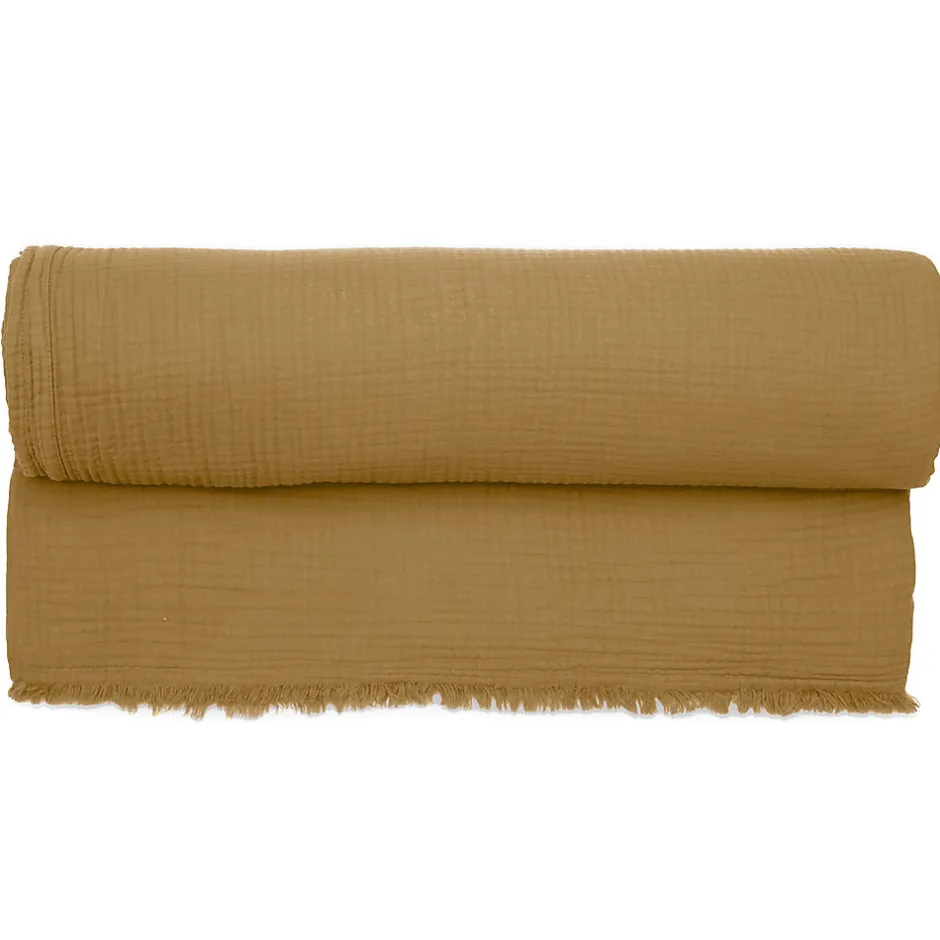 Linnea Couvre-lit 260x240 cm coton collection PAROS marron houblon