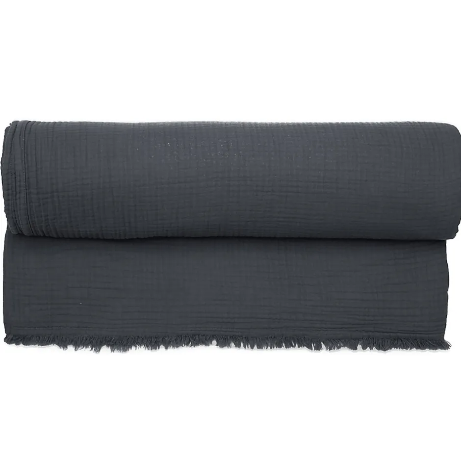 Linnea Couvre-lit 150x200 cm coton collection PAROS noir caviar