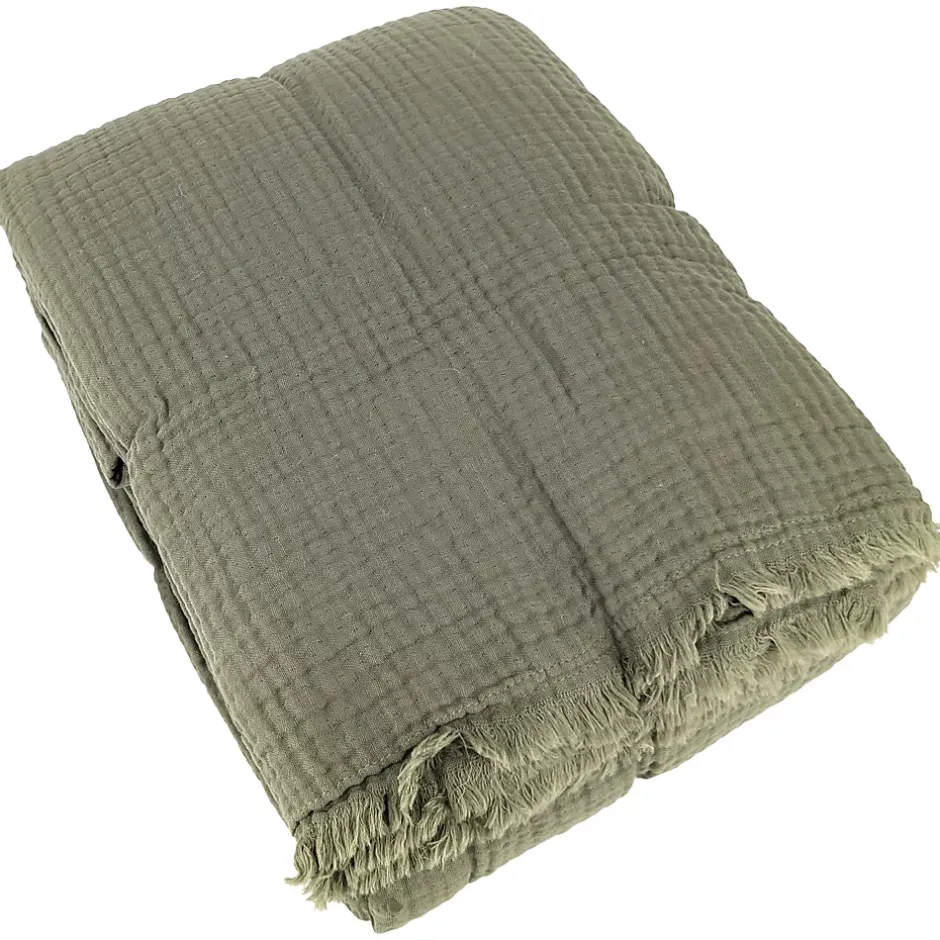 Linnea Couvre-lit 260x240 cm coton collection PAROS vert mousse Sale
