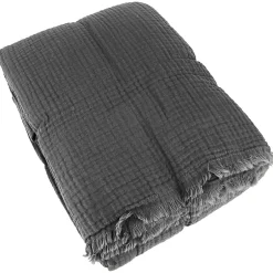 Linnea Couvre-lit 260x240 cm coton collection PAROS noir caviar