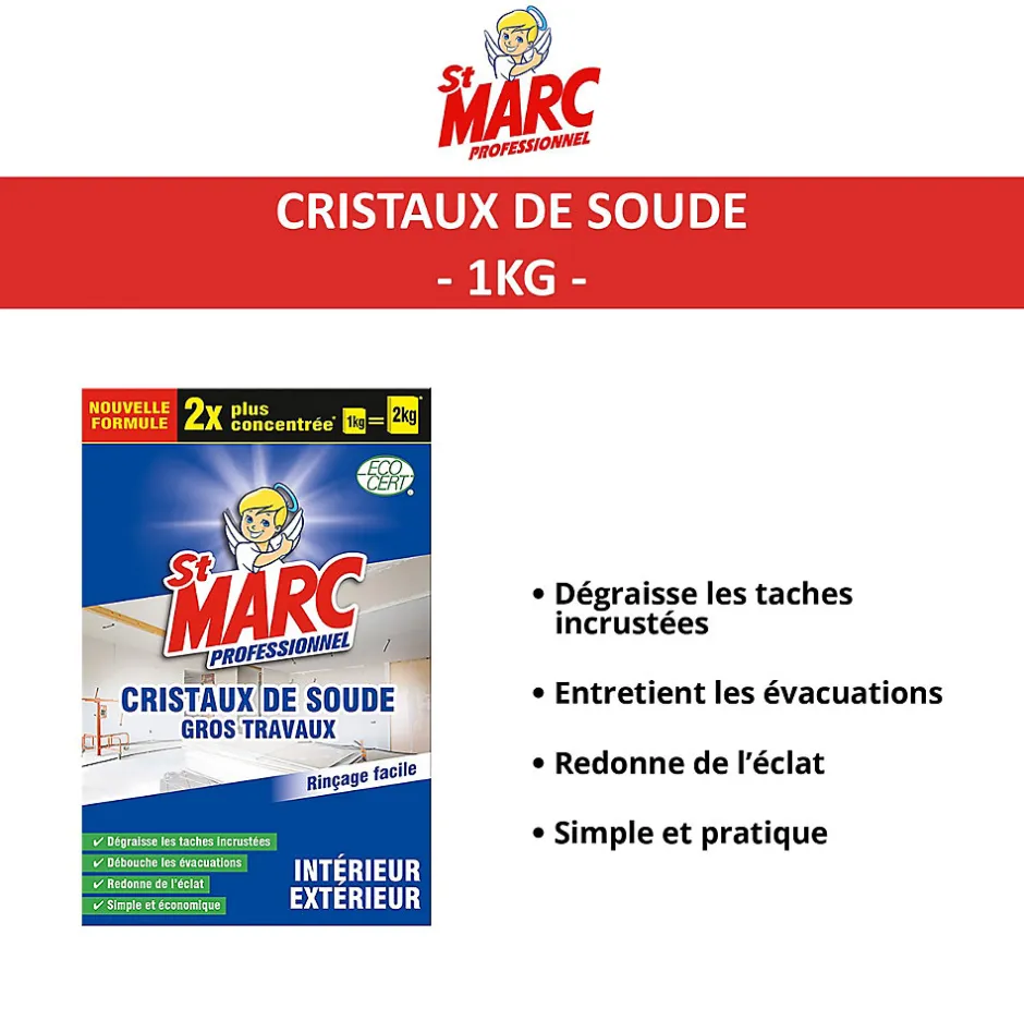 St Marc Cristaux de soude gros travaux professionnel 1kg