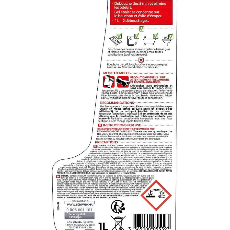 Starwax Déboucheur express canalisations 1L New