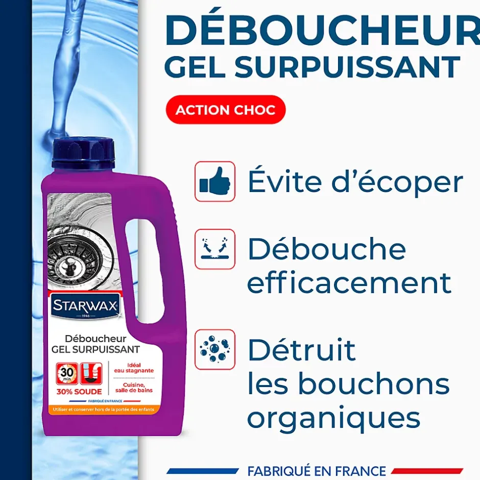 Starwax Déboucheur gel à la soude canalisations cuisine et salle de bains 1L Discount