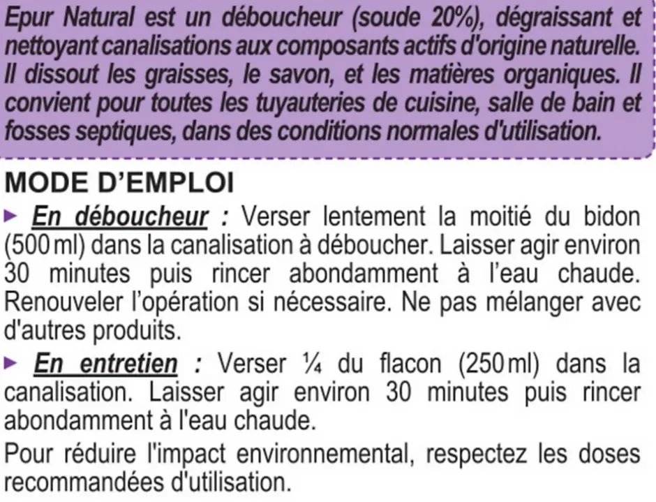 Epur Déboucheur gel pour canalisations 1L Best