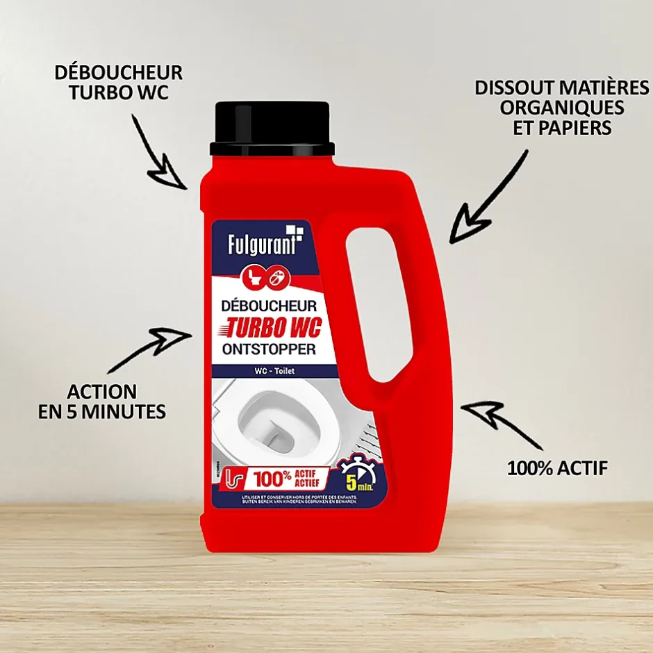 Déboucheur liquide Turbo WC Fulgurant 500g Clearance