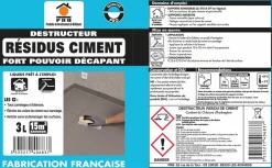 Prb Décapant Résidus de Ciment 3L - Nettoyant Puissant Ciment et Laitance - Usage Intérieur/Extérieur Sols, Murs et Façades Hot