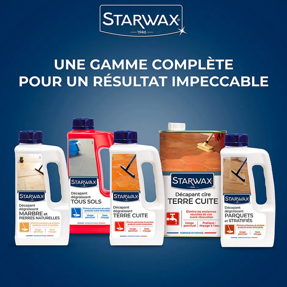 Starwax Décapant sans rinçage avant rénovation sols intérieurs 1L