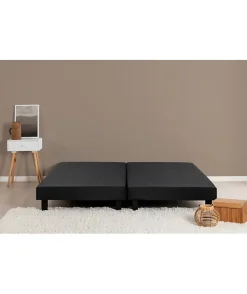 Deko Dream Rakenne Lot de 2 Sommiers tapissiers a lattes 180 x 200 cm - Bois massif noir + Pieds