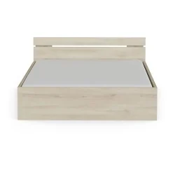 Demeyere Lit adulte MICHIGAN - 160 x 200 cm - Mulitiples rangements - Chene brossé Discount