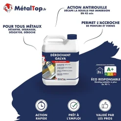 Metaltop Derochant Galva Aluminium Chrome Béton - 60 L - Métaltop