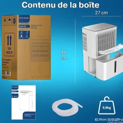 Eriksson Deshumidificateur - Dry Pro Plus - Blanc - Déshumidifie jusqu'à 16 litres par jour Outlet