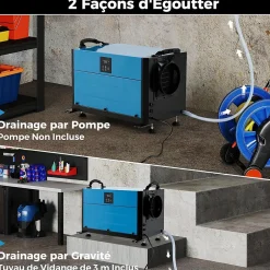 Giantex Deshumidificateur d Air Industriel 73,5L/Jour, 20%-90% Humidité, 2 Méthodes Drainage, Bleu Best