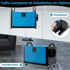 Giantex Deshumidificateur d Air Industriel 73,5L/Jour, 20%-90% Humidité, 2 Méthodes Drainage, Bleu Best