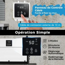 Giantex Deshumidificateur d Air Industriel 73,5L/Jour, Panneau de Contrôle, 20%-90% Humidité, 2 Méthodes Drainage Blanc Best