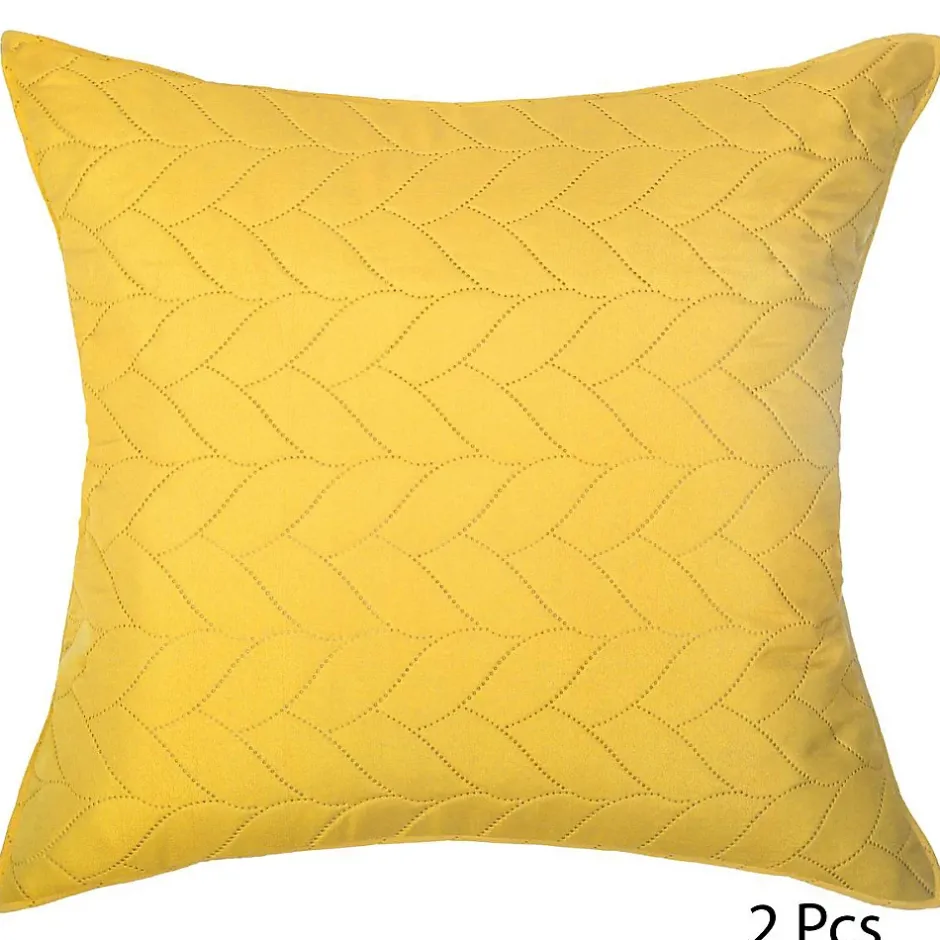 Atmosphera Créateur D'Intérieur Dessus de lit + 2 taies "Tressé" jaune moutarde - 260x240 cm - Atmosphera Clearance