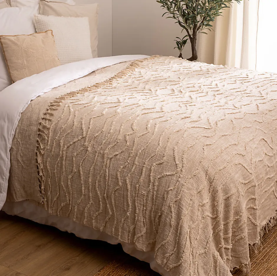 Atmosphera Créateur D'Intérieur Dessus de lit Daisy 240x260cm beige - Atmosphera