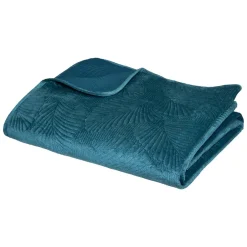 Atmosphera Créateur D'Intérieur Dessus de lit Feuille - velours - bleu canard 240x260 cm - Atmosphera Clearance