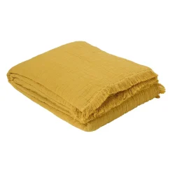 Dessus de lit gaze de coton (230x250 cm - Jaune Ocre)