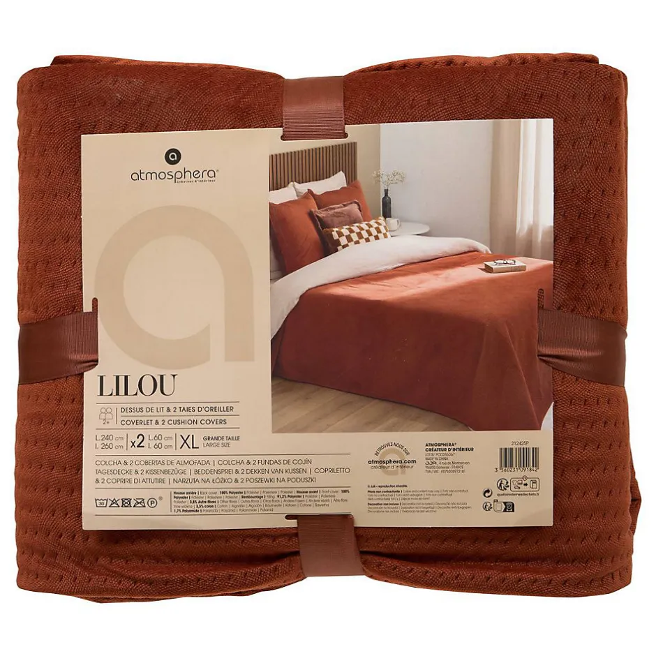 Atmosphera Créateur D'Intérieur Dessus de lit Lilou terracotta 260x240cm - Atmosphera