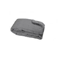 Toison d'Or Dessus de lit matelassé aspect lavé-froissé "Angkor" - Angkor Ardoise - 240 x 260 cm
